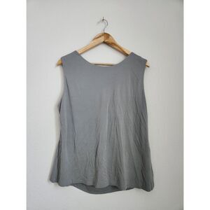 Eileen Fisher Gray Silk Sleeveless Drape Back Top | Size L